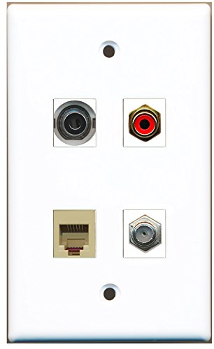 RiteAV - 1 Port RCA Red 1 Port Coax Cable TV- F-Type 1 Port Phone RJ11 RJ12 Beige 1 Port 3.5mm Wall Plate