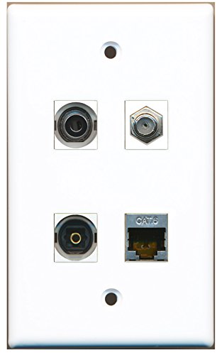 RiteAV - 1 Port Coax Cable TV- F-Type 1 Port Shielded Cat6 Ethernet 1 Port Toslink 1 Port 3.5mm Wall Plate