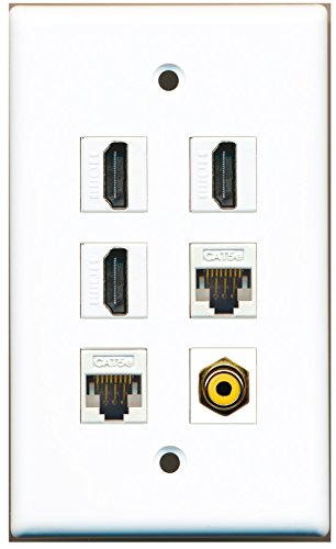 RiteAV - 3 HDMI 1 Port RCA Yellow 2 Port Cat5e Ethernet White Wall Plate