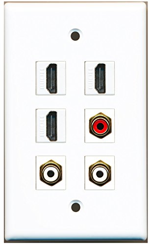 RiteAV - 3 HDMI 1 Port RCA Red 2 Port RCA White Wall Plate