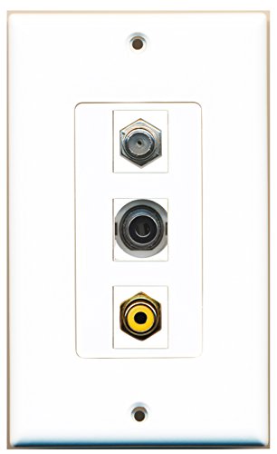 RiteAV - 1 Port RCA Yellow and 1 Port Coax Cable TV- F-Type and 1 Port 3.5mm Decorative Wall Plate Decorative