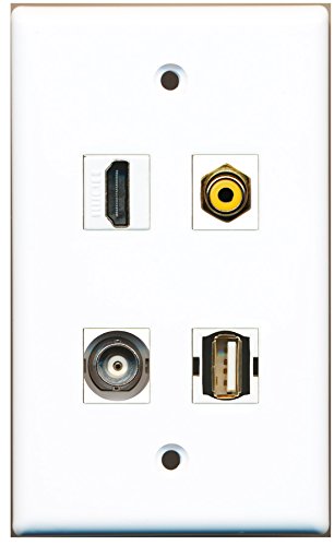 RiteAV - 1 Port HDMI 1 Port RCA Yellow 1 Port USB A-A 1 Port BNC Wall Plate