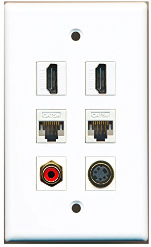 RiteAV - 2 HDMI 1 Port RCA Red 1 Port S-Video 2 Port Cat5e Ethernet White Wall Plate