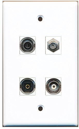 RiteAV - 1 Port Coax Cable TV- F-Type 1 Port Toslink 1 Port 3.5mm 1 Port BNC Wall Plate
