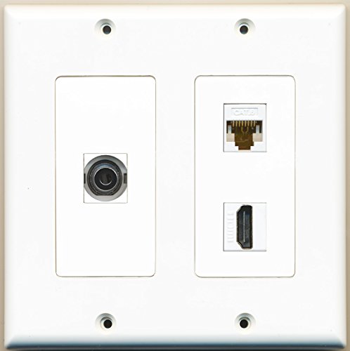 RiteAV - 1 Port HDMI 1 Port 3.5mm 1 Port Cat6 Ethernet White - 2 Gang Wall Plate