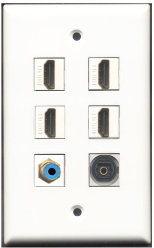 RiteAV - 4 Port HDMI 1 RCA Blue 1 Toslink Wall Plate