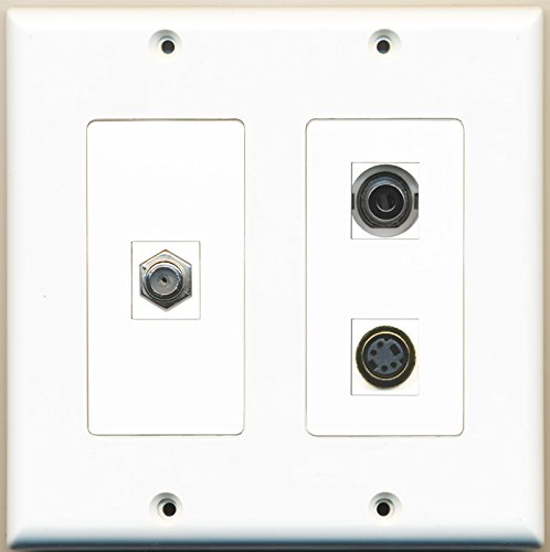 RiteAV - 1 Port Coax Cable TV- F-Type 1 Port S-Video 1 Port 3.5mm - 2 Gang Wall Plate