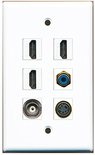 RiteAV - 3 HDMI 1 Port RCA Blue 1 Port S-Video 1 Port BNC Wall Plate