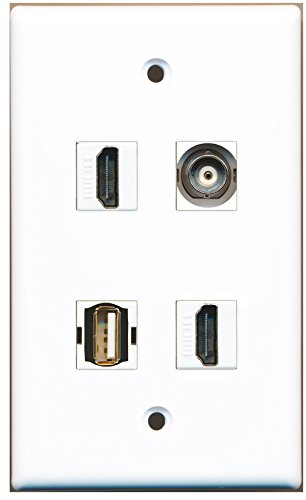 RiteAV - 2 Port HDMI 1 Port USB A-A 1 Port BNC Wall Plate