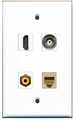 RiteAV - 1 Port HDMI 1 Port RCA Yellow 1 Port Phone RJ11 RJ12 Beige 1 Port BNC Wall Plate