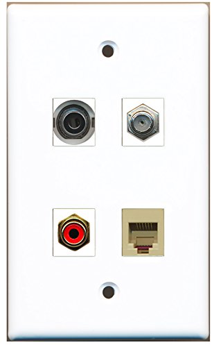RiteAV - 1 Port RCA Red 1 Port Coax Cable TV- F-Type 1 Port Phone RJ11 RJ12 Beige 1 Port 3.5mm Wall Plate
