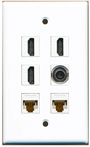 RiteAV - 3 HDMI 1 Port 3.5mm 2 Port Cat6 Ethernet White Wall Plate
