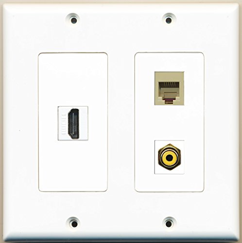 RiteAV - 1 Port HDMI 1 Port RCA Yellow 1 Port Phone RJ11 RJ12 Beige - 2 Gang Wall Plate