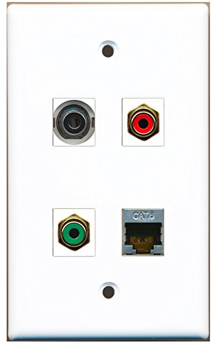 RiteAV - 1 Port RCA Red 1 Port RCA Green 1 Port Shielded Cat6 Ethernet 1 Port 3.5mm Wall Plate