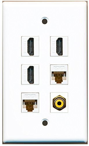 RiteAV - 3 HDMI 1 Port RCA Yellow 2 Port Cat6 Ethernet White Wall Plate