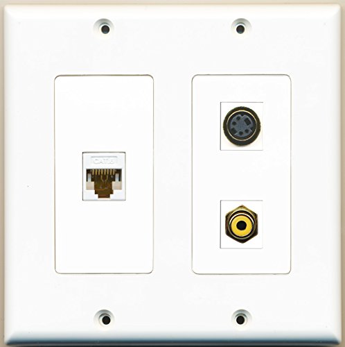 RiteAV - 1 Port RCA Yellow 1 Port S-Video 1 Port Cat6 Ethernet White - 2 Gang Wall Plate
