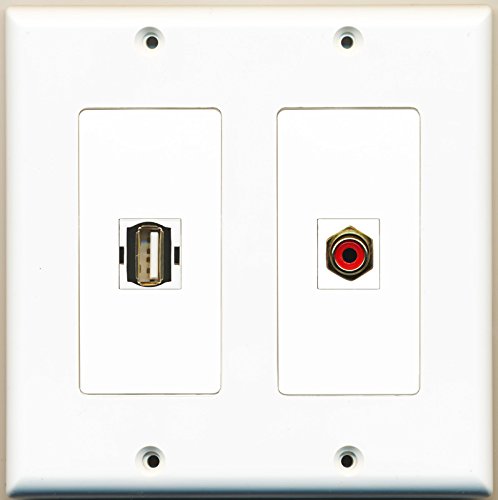 RiteAV - 1 Port RCA Red 1 Port USB A-A - Dual Gang Wall Plate