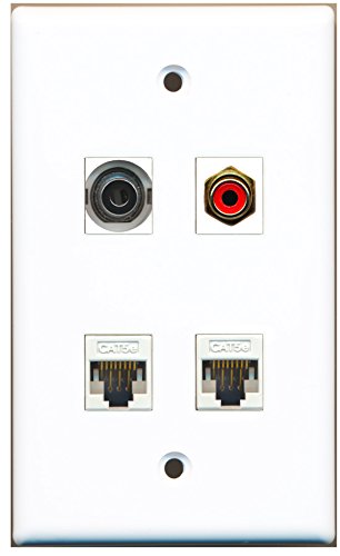 RiteAV - 1 Port RCA Red 1 Port 3.5mm 2 Port Cat5e Ethernet White Wall Plate