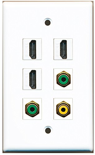 RiteAV - 3 HDMI 1 Port RCA Yellow 2 Port RCA Green Wall Plate