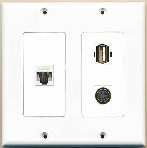 RiteAV - 1 Port USB A-A 1 Port S-Video 1 Port Cat5e Ethernet White - 2 Gang Wall Plate