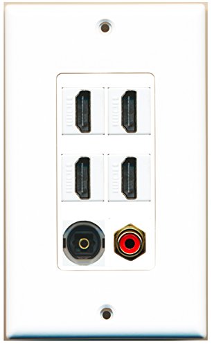 RiteAV - 4 Port HDMI 1 RCA Red 1 Toslink Wall Plate Decorative