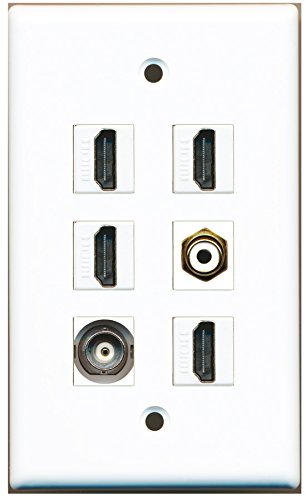 RiteAV - 4 HDMI 1 Port RCA White 1 Port BNC Wall Plate