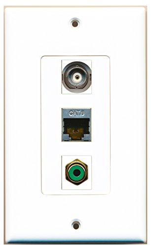 RiteAV - 1 Port RCA Green and 1 Port Shielded Cat6 Ethernet and 1 Port BNC Decorative Wall Plate Decorative