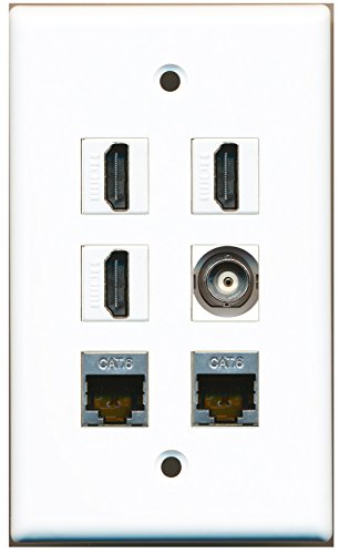 RiteAV - 3 HDMI 2 Port Shielded Cat6 Ethernet 1 Port BNC Wall Plate