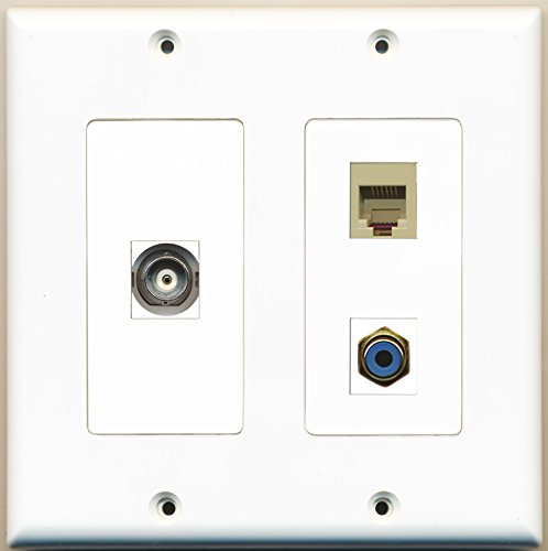 RiteAV - 1 Port RCA Blue 1 Port Phone RJ11 RJ12 Beige 1 Port BNC - 2 Gang Wall Plate