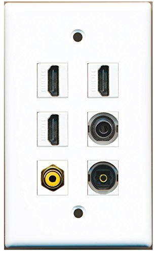 RiteAV - 3 HDMI 1 Port RCA Yellow 1 Port Toslink 1 Port 3.5mm Wall Plate