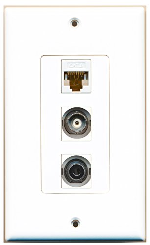 RiteAV - 1 Port 3.5mm and 1 Port BNC and 1 Port Cat6 Ethernet White Decorative Wall Plate Decorative