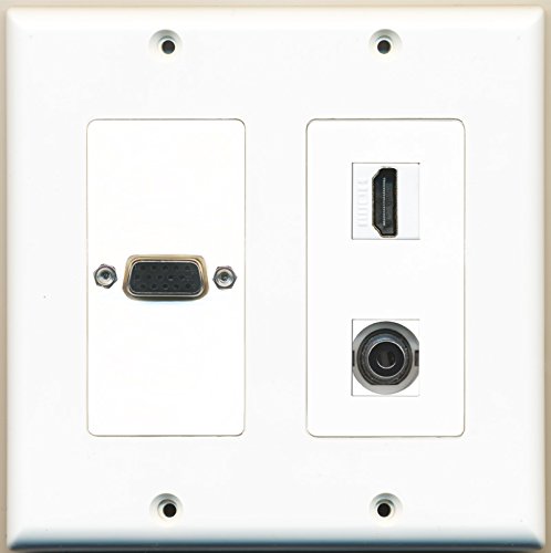 RiteAV - Vga-Svga + HDMI 1.4 + 3.5mm Stereo 1/8 Headphone (Dual Gang) White Wall Plate