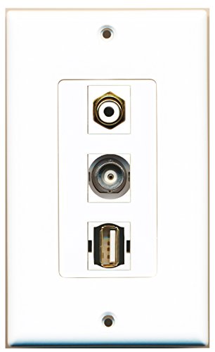 RiteAV - 1 Port RCA White and 1 Port USB A-A and 1 Port BNC Decorative Wall Plate Decorative