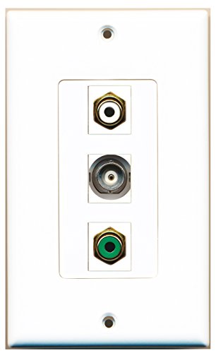 RiteAV - 1 Port RCA White and 1 Port RCA Green and 1 Port BNC Decorative Wall Plate Decorative
