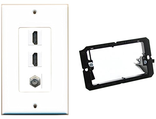 RiteAV - Mounting Bracket and (1 Gang Decorative) 2 HDMI Coax Wall Plate White
