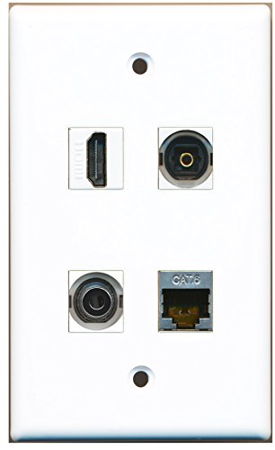 RiteAV - 1 Port HDMI 1 Port Shielded Cat6 Ethernet 1 Port Toslink 1 Port 3.5mm Wall Plate