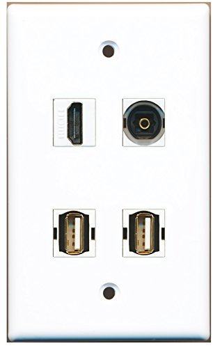 RiteAV - 1 Port HDMI 2 Port USB A-A 1 Port Toslink Wall Plate
