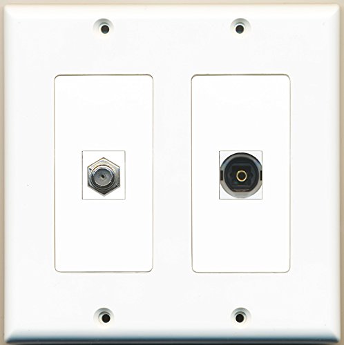 RiteAV - 1 Port Coax Cable TV- F-Type 1 Port Toslink - Dual Gang Wall Plate