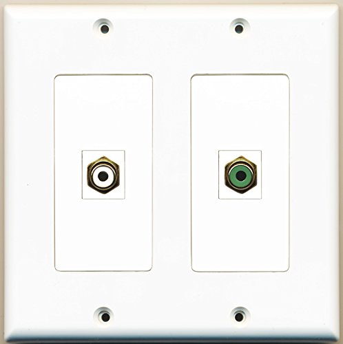 RiteAV - 1 Port RCA White 1 Port RCA Green - Dual Gang Wall Plate