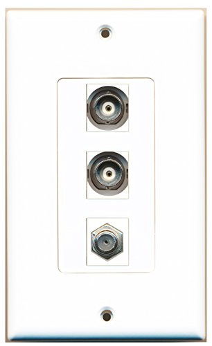 RiteAV - 1 Port Coax Cable TV- F-Type 2 Port BNC Decorative Wall Plate Decorative