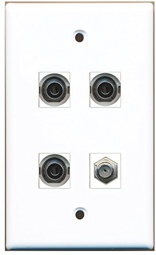 RiteAV - 1 Port Coax Cable TV- F-Type 3 Port 3.5mm Wall Plate