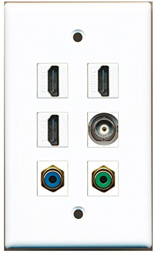 RiteAV - 3 HDMI 1 Port RCA Green 1 Port RCA Blue 1 Port BNC Wall Plate