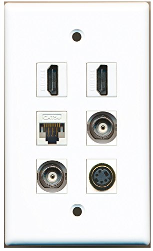 RiteAV - 2 HDMI 1 Port S-Video 2 Port BNC 1 Port Cat5e Ethernet White Wall Plate