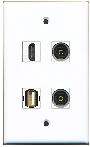 RiteAV - 1 Port HDMI 1 Port USB A-A 2 Port Toslink Wall Plate