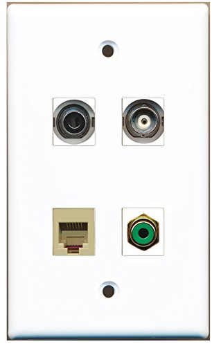 RiteAV - 1 Port RCA Green 1 Port Phone RJ11 RJ12 Beige 1 Port 3.5mm 1 Port BNC Wall Plate