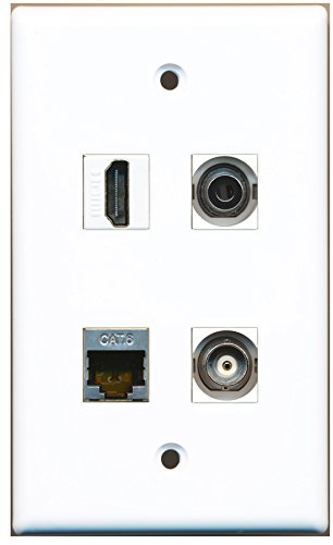 RiteAV - 1 Port HDMI 1 Port Shielded Cat6 Ethernet 1 Port 3.5mm 1 Port BNC Wall Plate