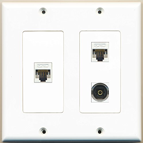 RiteAV - 1 Port Toslink 2 Port Cat5e Ethernet White - 2 Gang Wall Plate