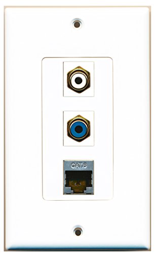 RiteAV - 1 Port RCA White and 1 Port RCA Blue and 1 Port Shielded Cat6 Ethernet Decorative Wall Plate Decorative