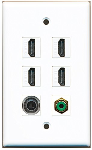 RiteAV - 4 HDMI 1 Port RCA Green 1 Port 3.5mm Wall Plate