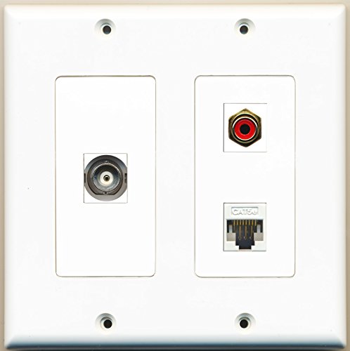 RiteAV - 1 Port RCA Red 1 Port BNC 1 Port Cat5e Ethernet White - 2 Gang Wall Plate